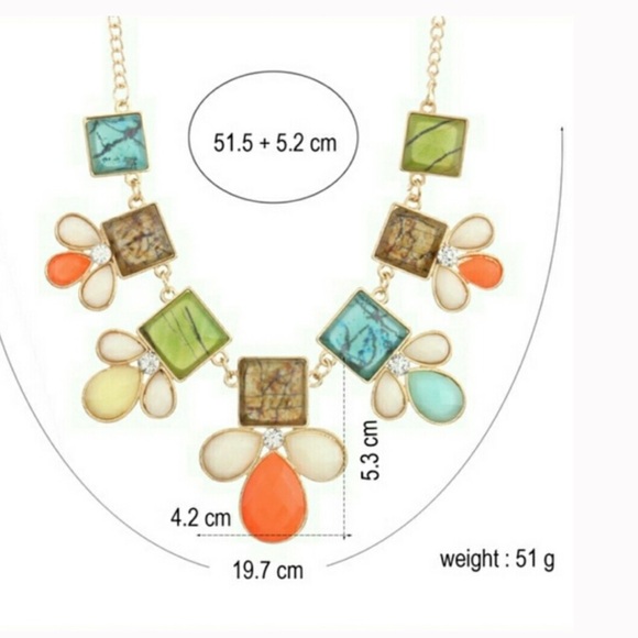 Geometric Multicolor Necklace - Picture 3 of 3